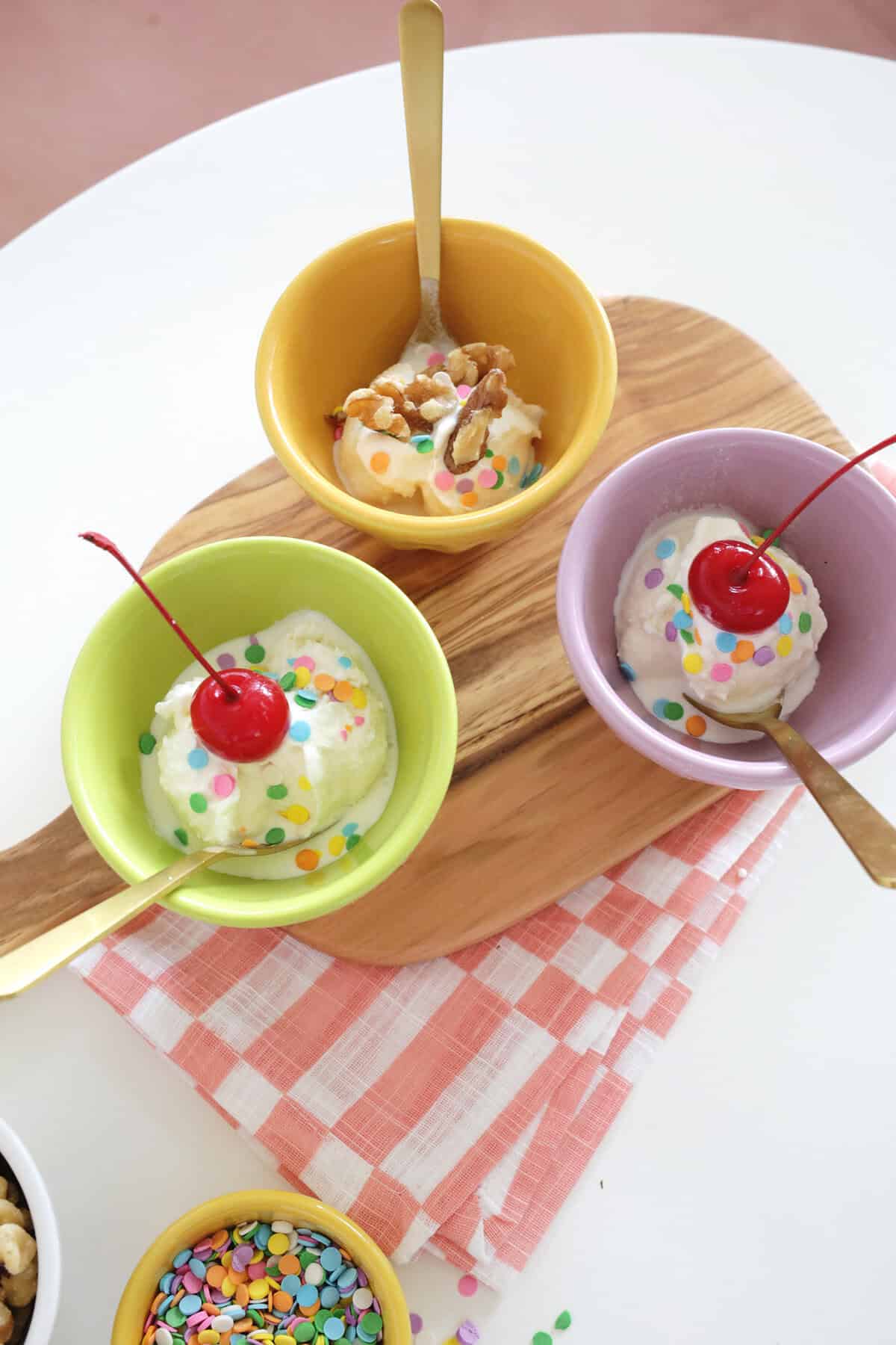 ice cream in a bag in bowls