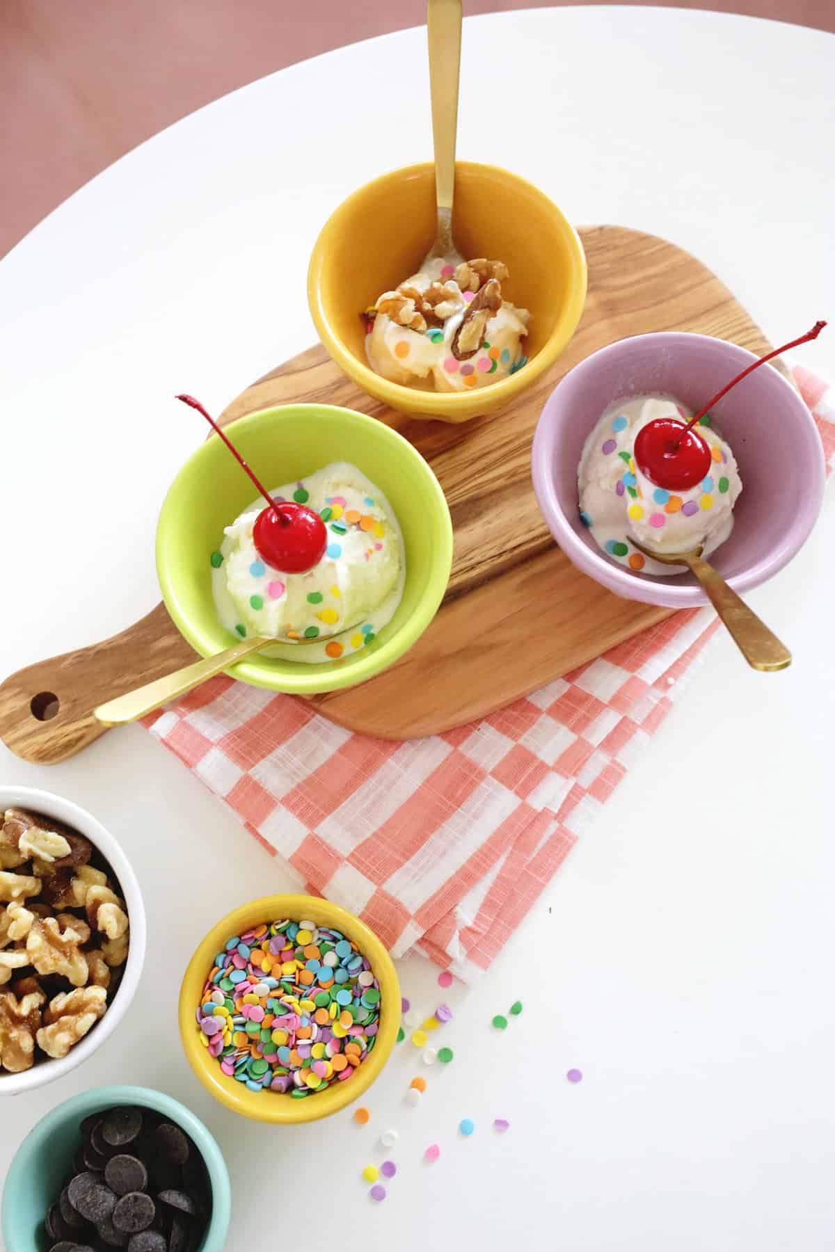 ice cream in a bag in bowls