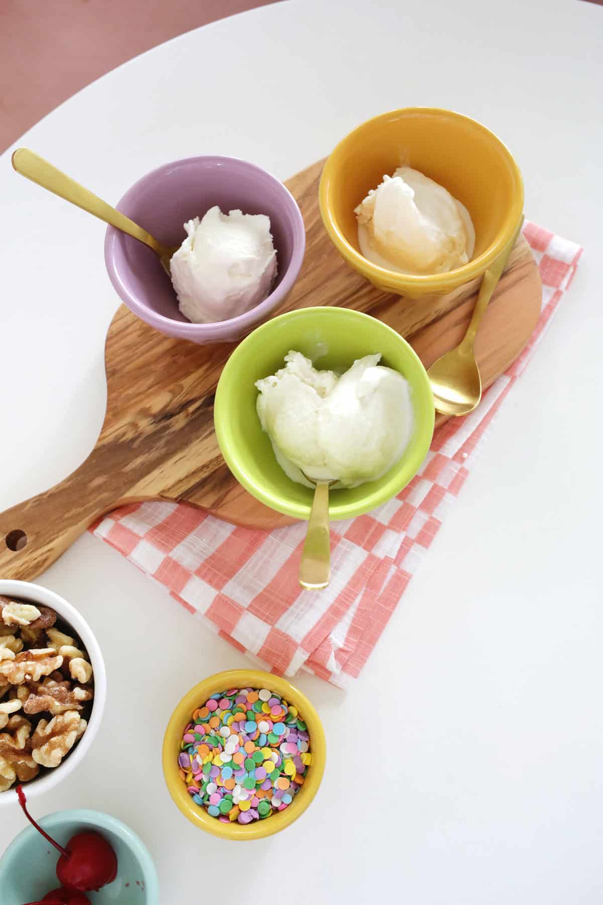 ice cream in a bag in bowls