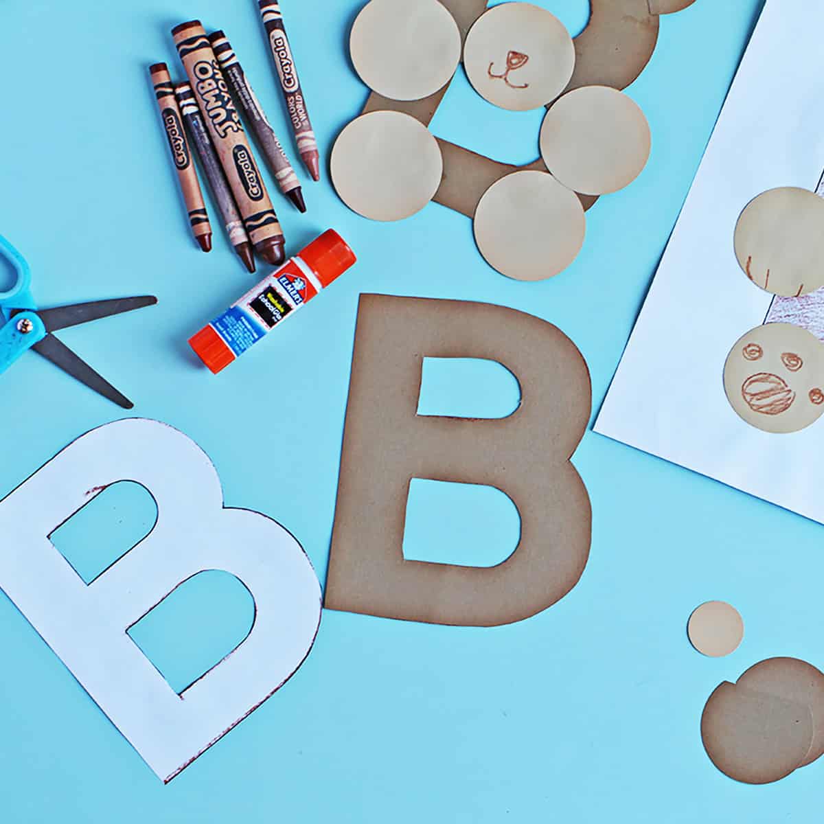 letter B traced onto brown cardstock.