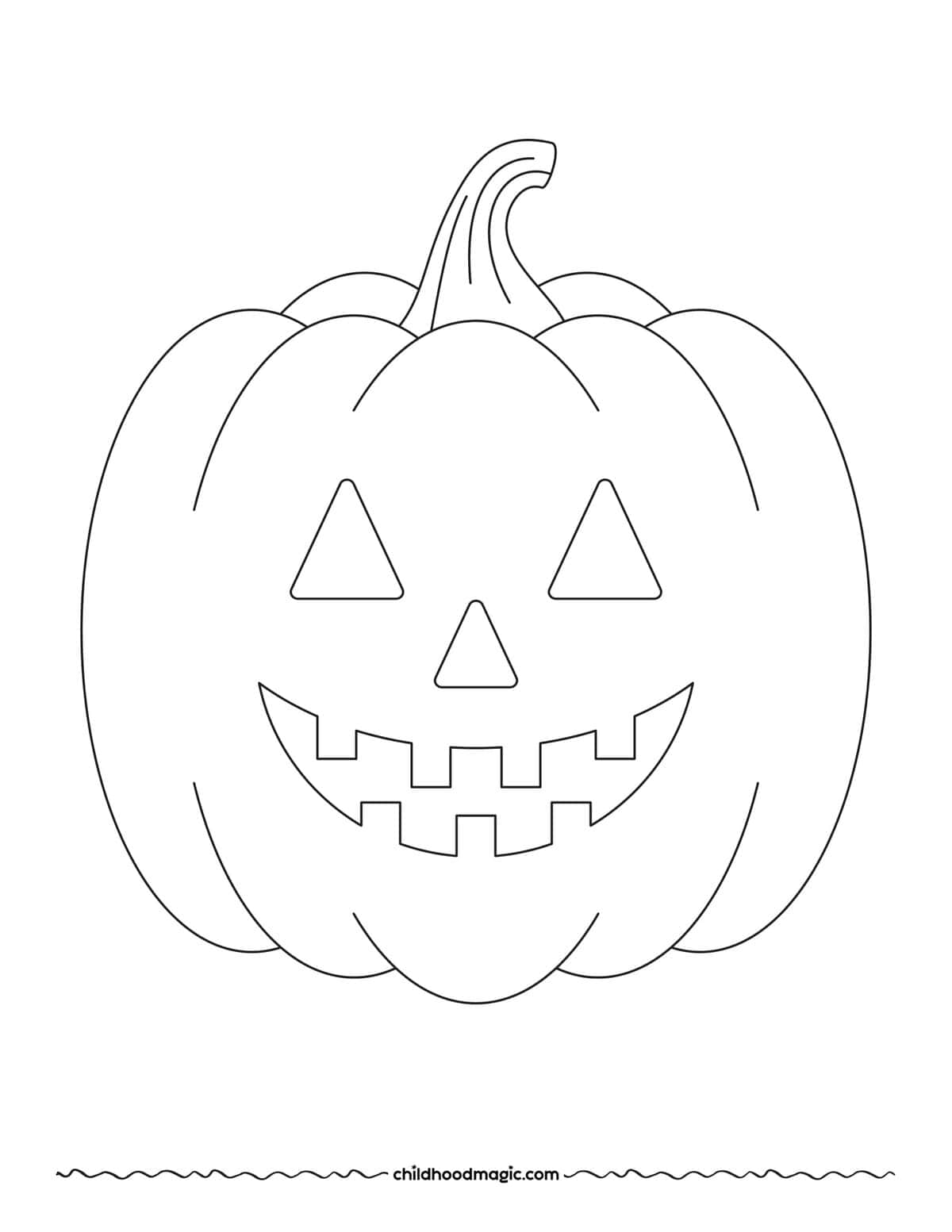 coloring page of a pumpkin with a carved face.