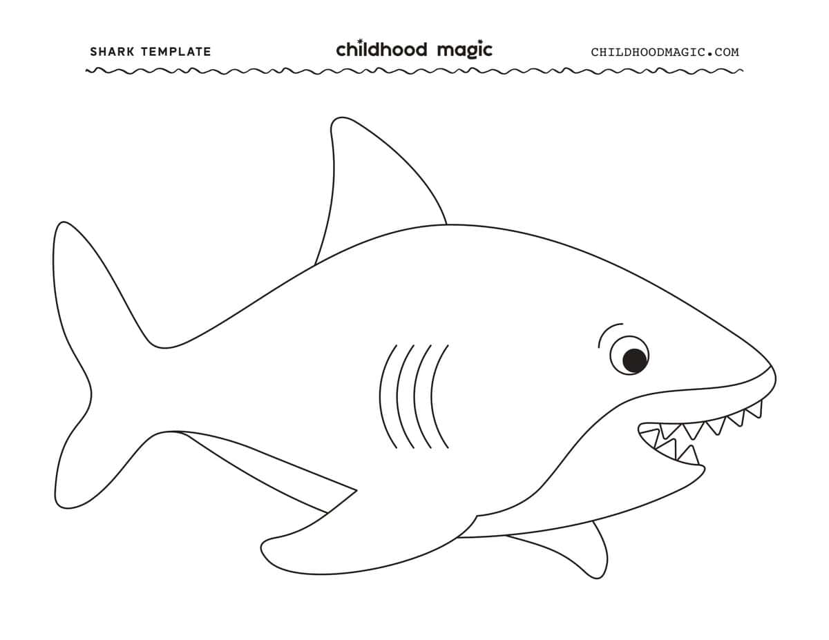 Great white shark outline and printable.