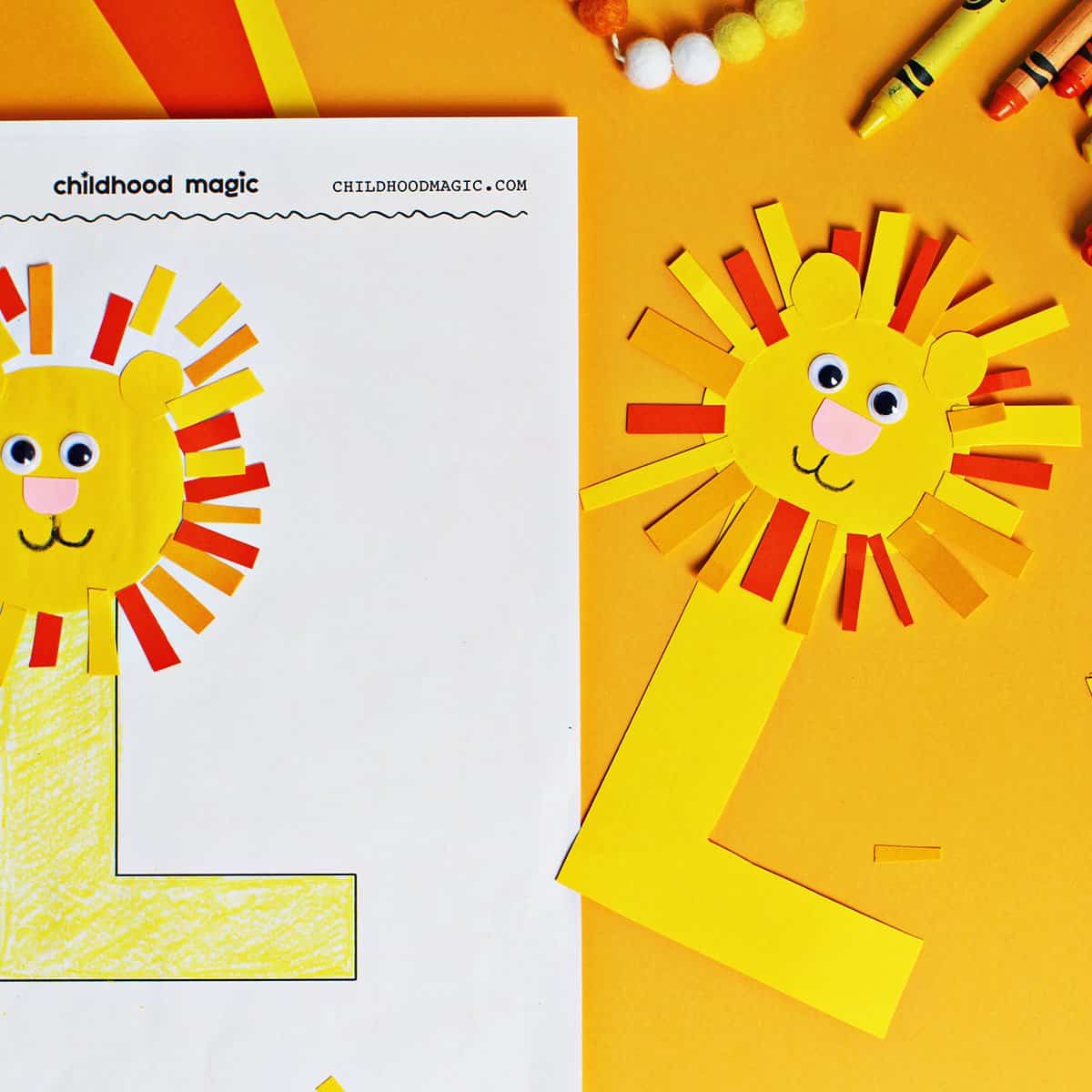 Paper lion craft made from cardstock.