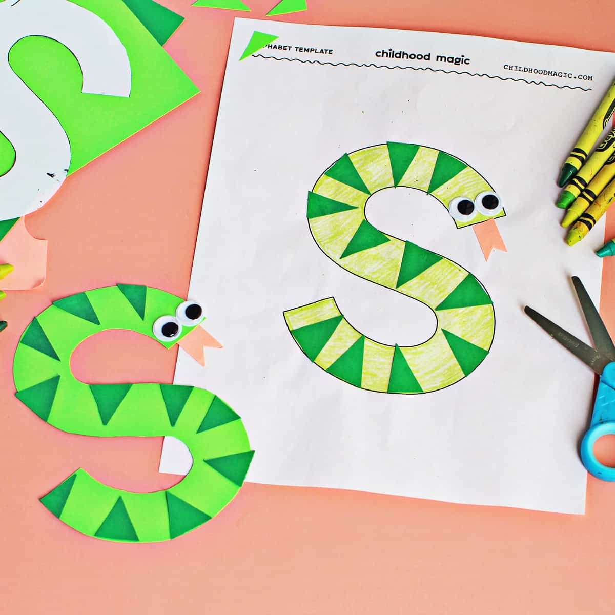 S is for snake paper craft.