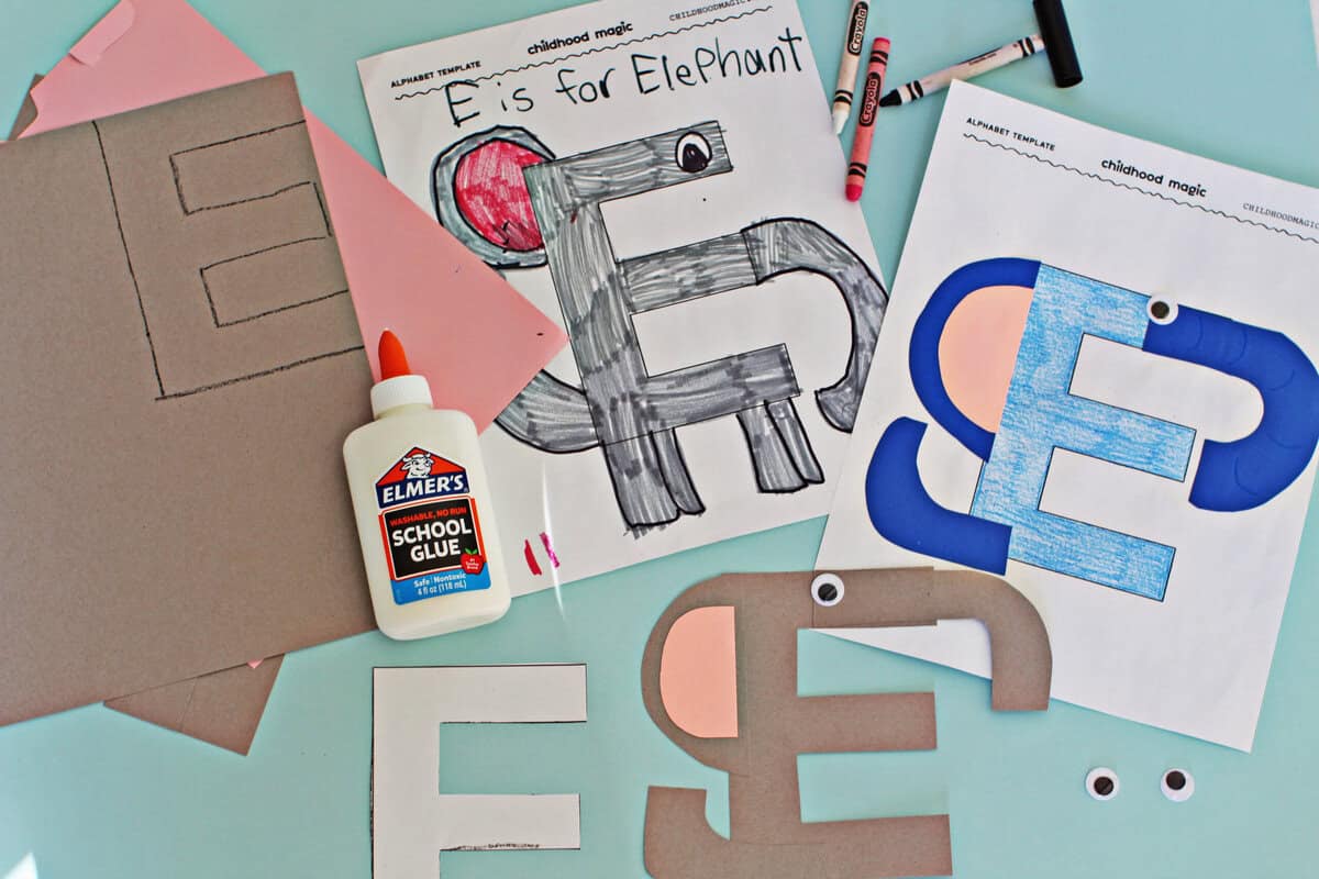E is for elephant paper craft.