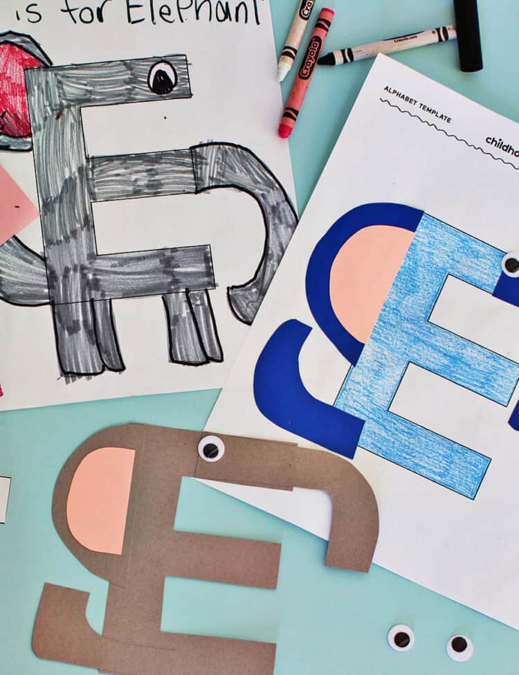 E is for Elephant paper craft.