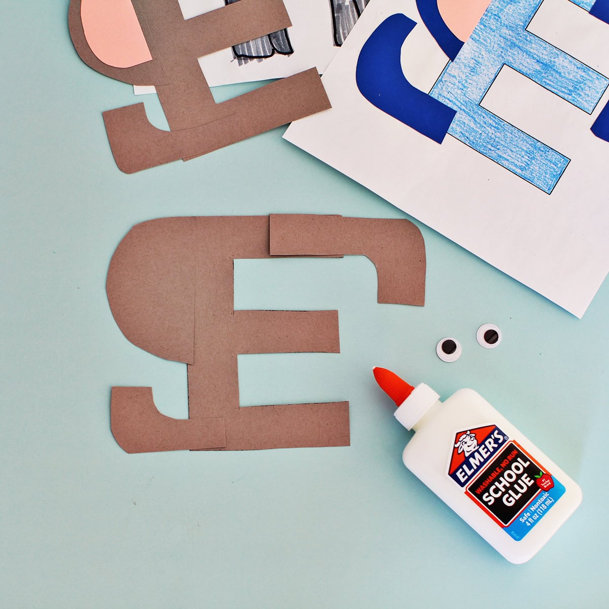 Making an elephant from the letter E.