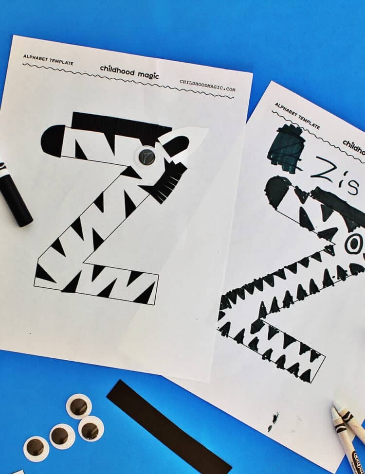 z is for zebra letter craft.