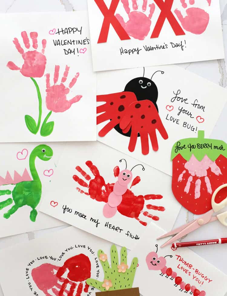 Valentine's Day handprint cards for kids