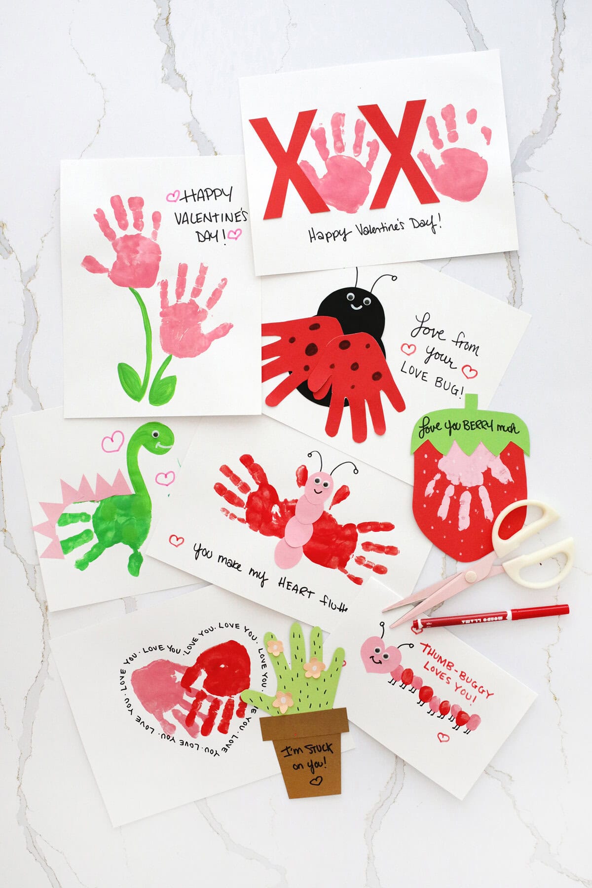 Valentine's Day handprint cards for kids