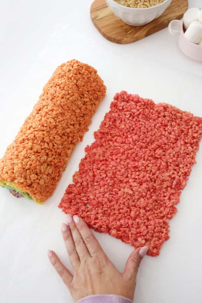 making rainbow rice krispies treats