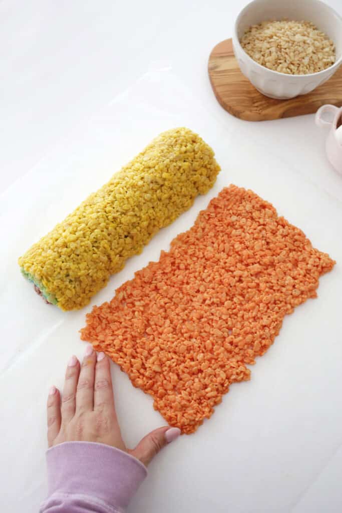 making rainbow rice krispies treats