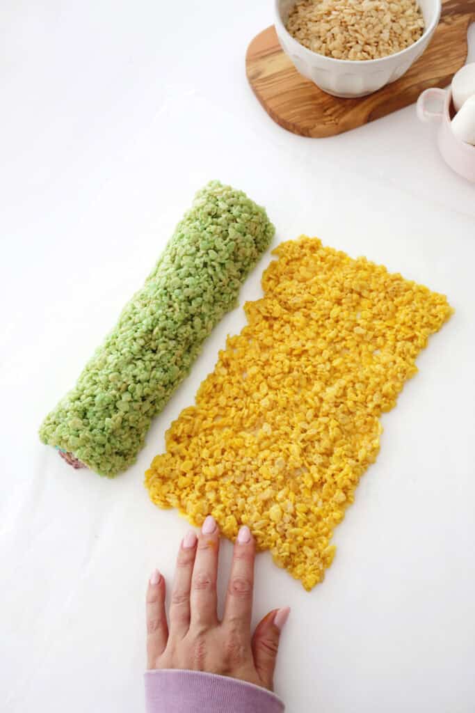 making rainbow rice krispies treats