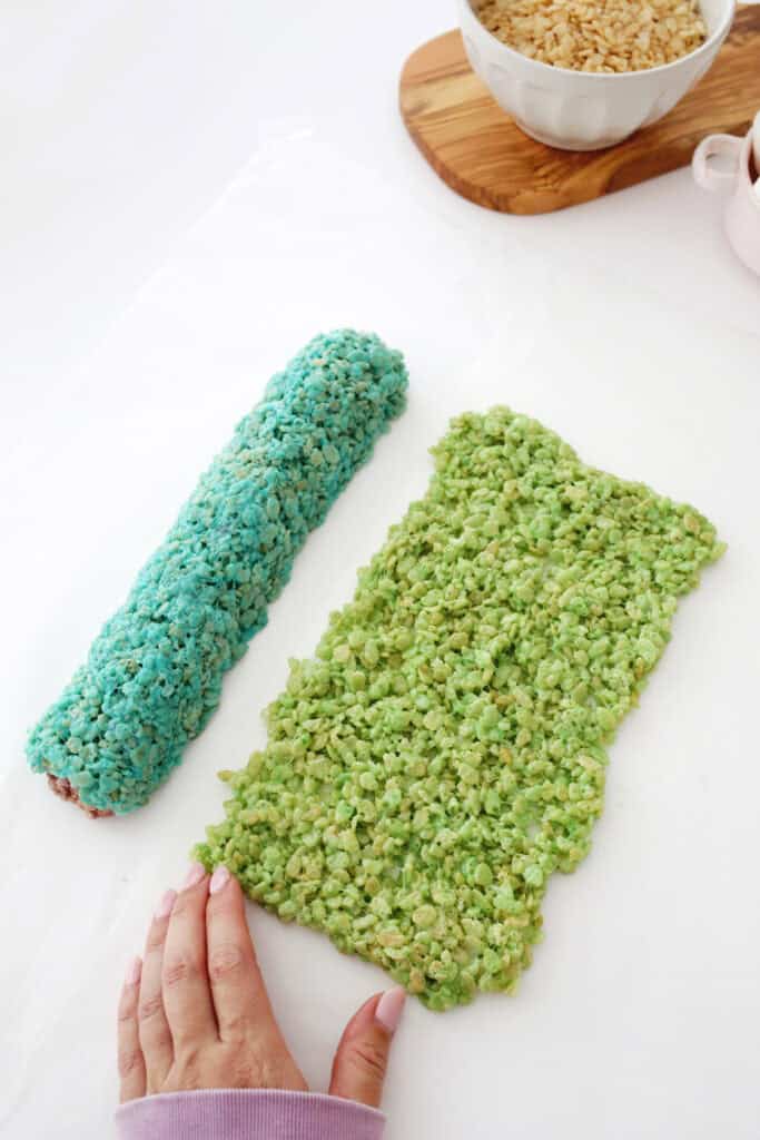 making rainbow rice krispies treats