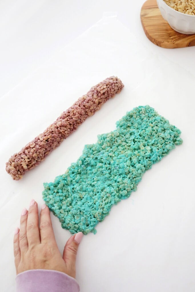 making rainbow rice krispies treats