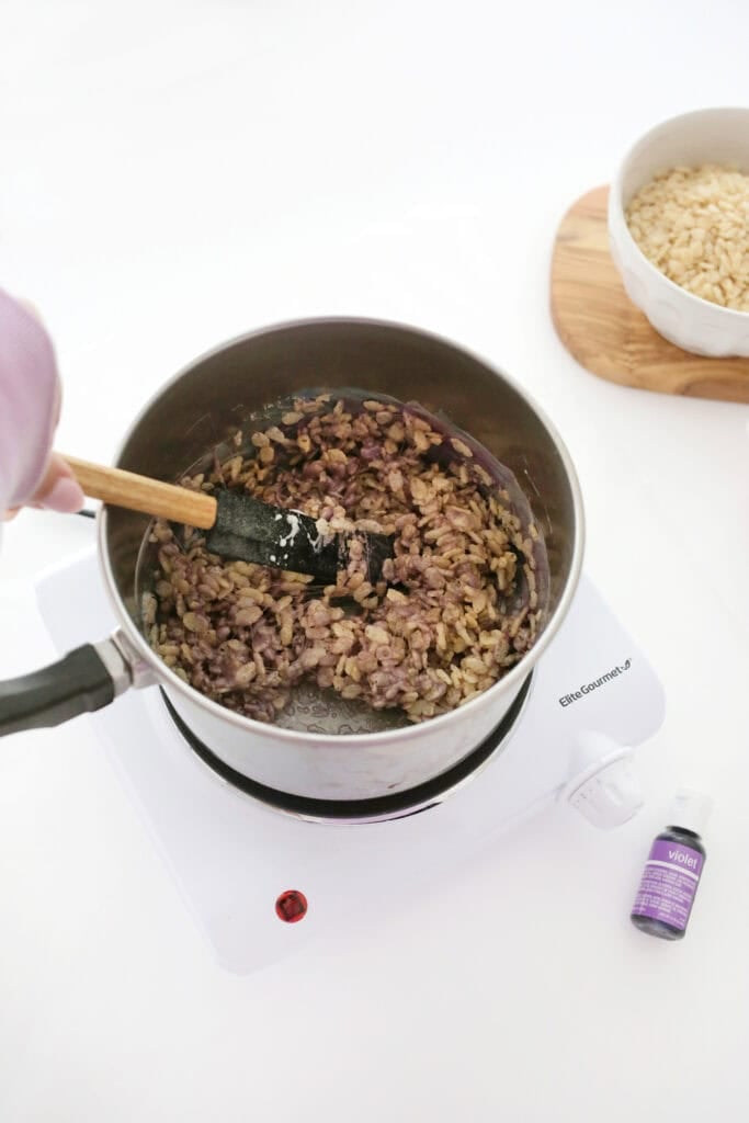 making rainbow rice krispies treats
