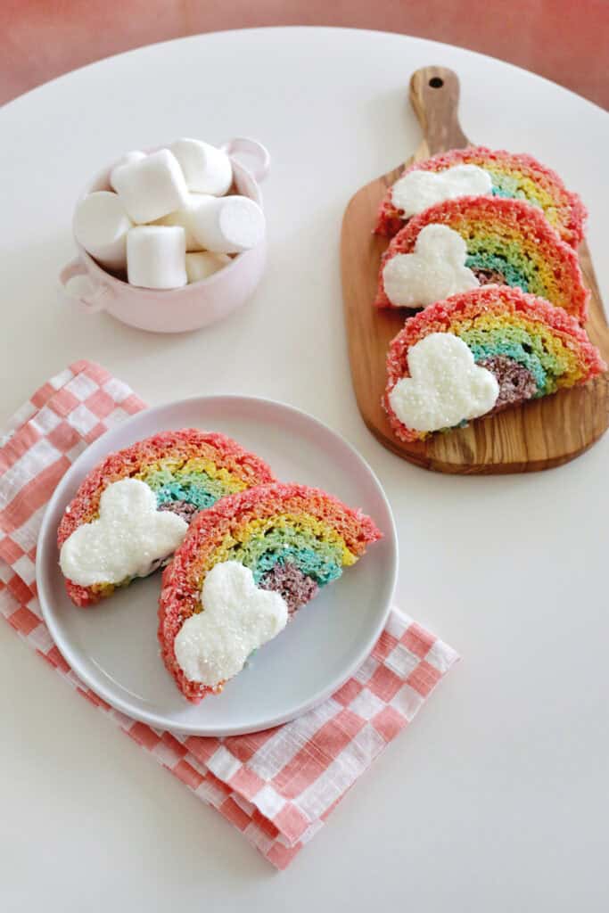 making rainbow rice krispies treats