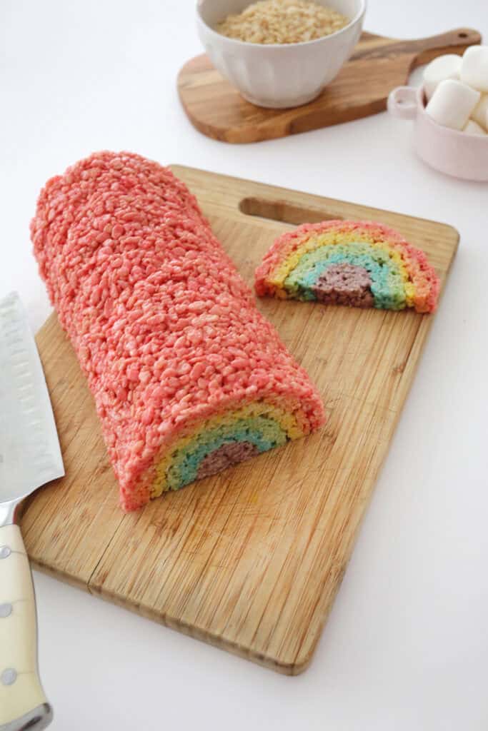 making rainbow rice krispies treats