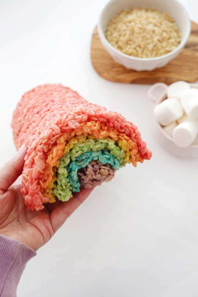 making rainbow rice krispies treats