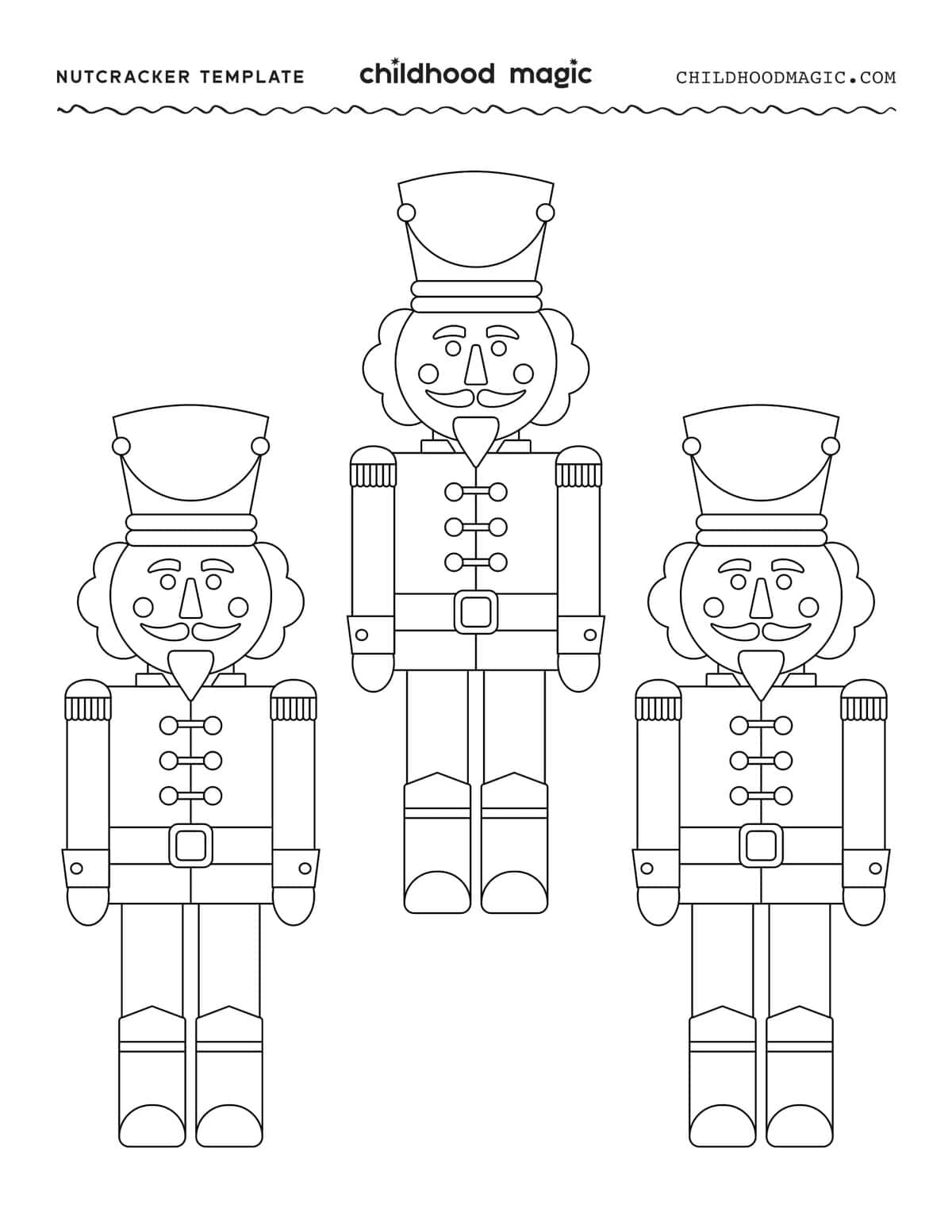 Three small nutcracker outlines on a white background.