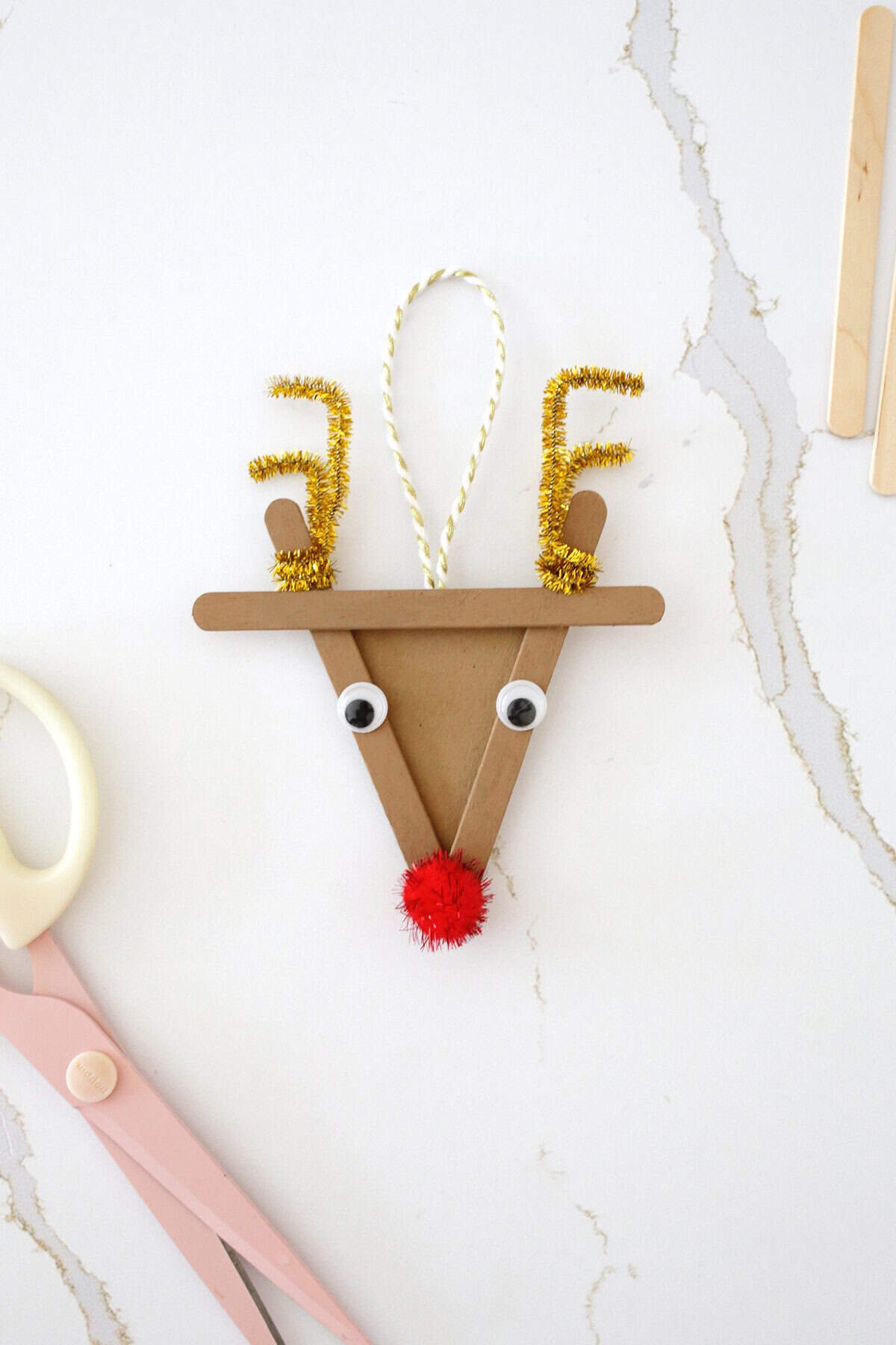 Reindeer popsicle stick ornament