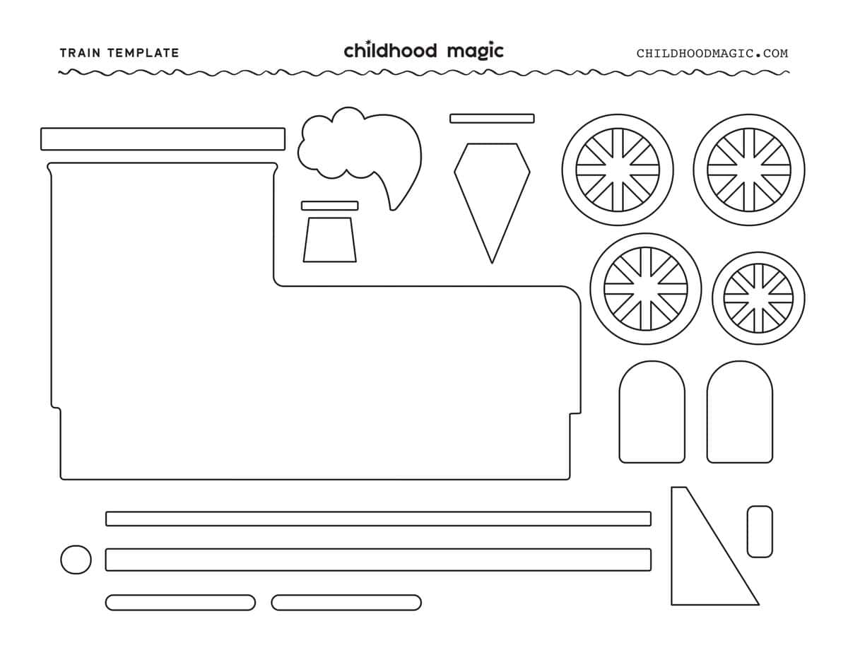 black outlines of train engine pieces.