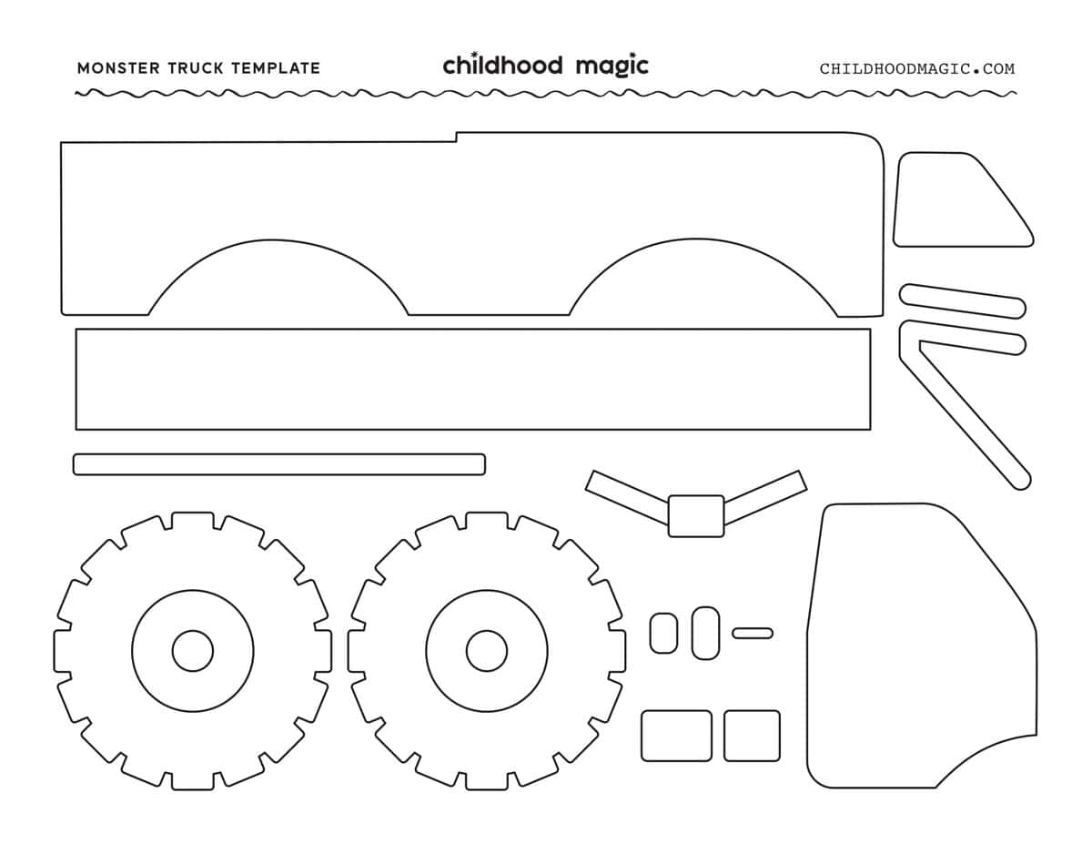 deconstructed monster truck on a white background.