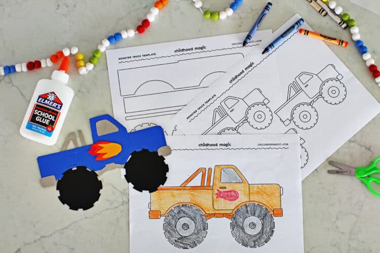 Monster Truck Coloring Page- Free Printable Template - Childhood Magic