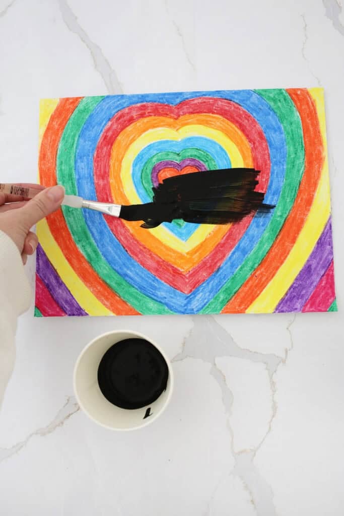 painting black. paint over DIY scratch art