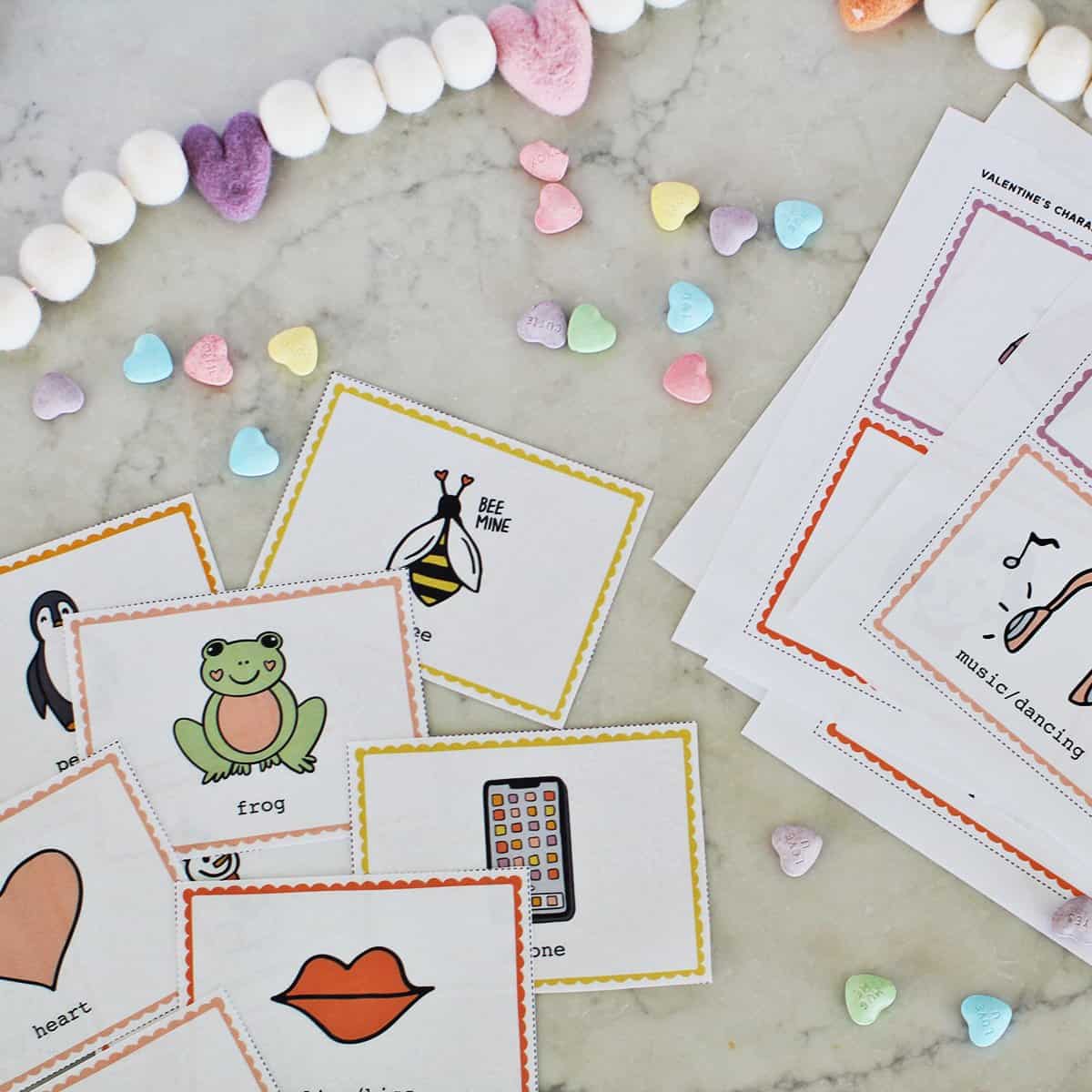 printable Valentine's Day charades game.