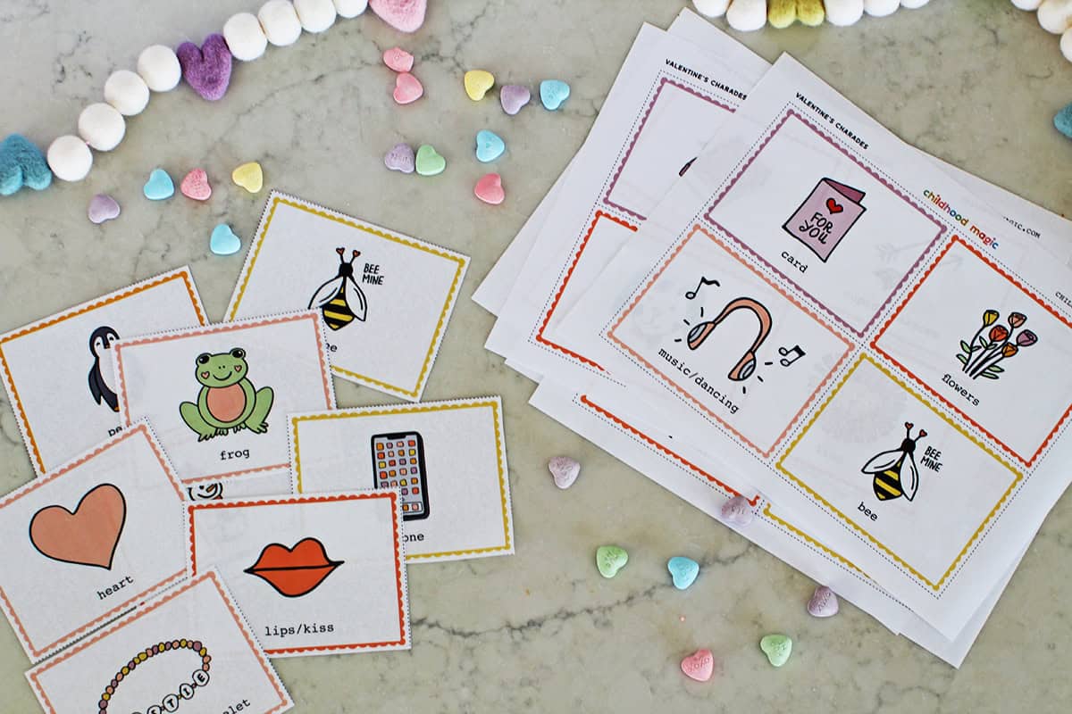 printable Valentine's Day charades game.