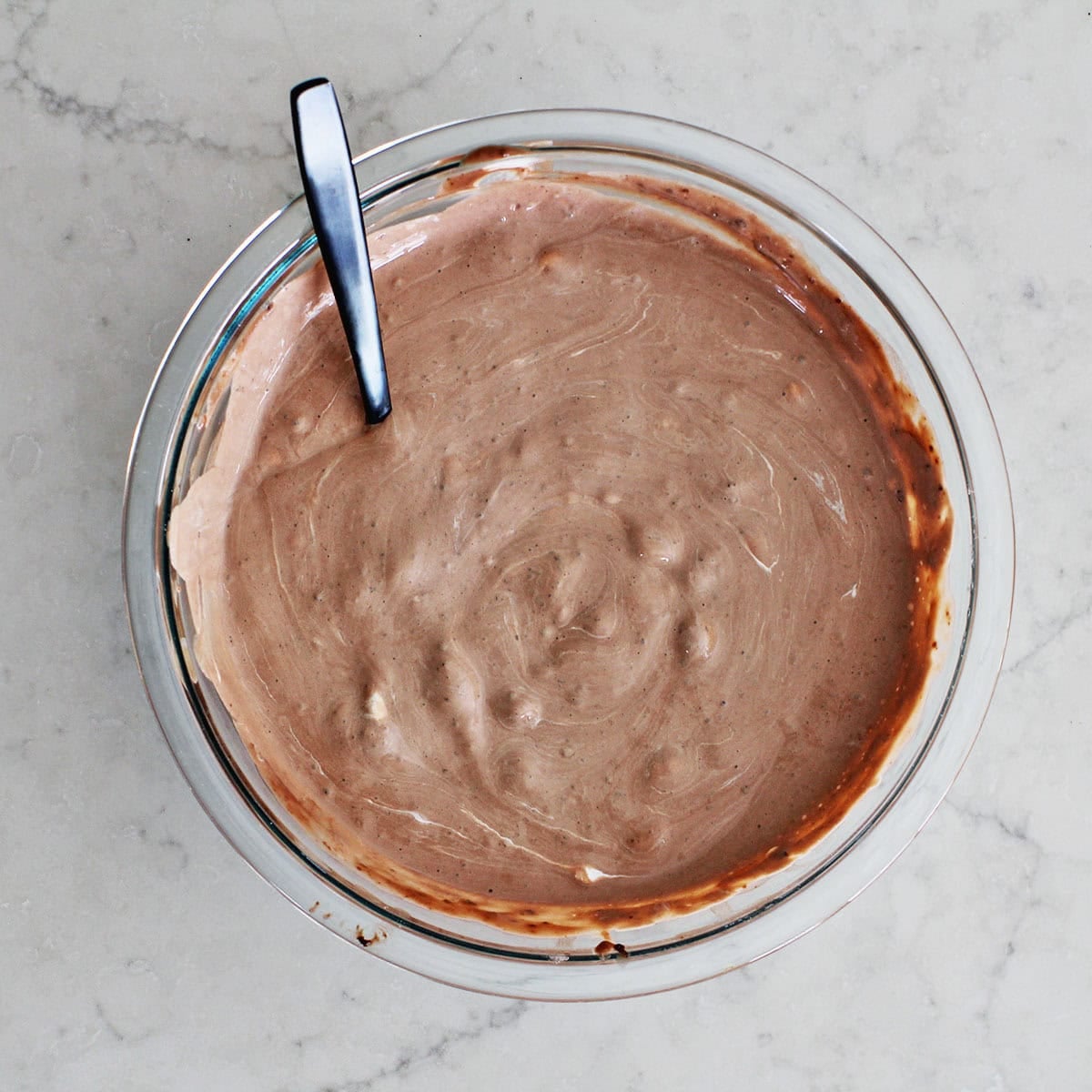 Large bowl of chocolate pudding.