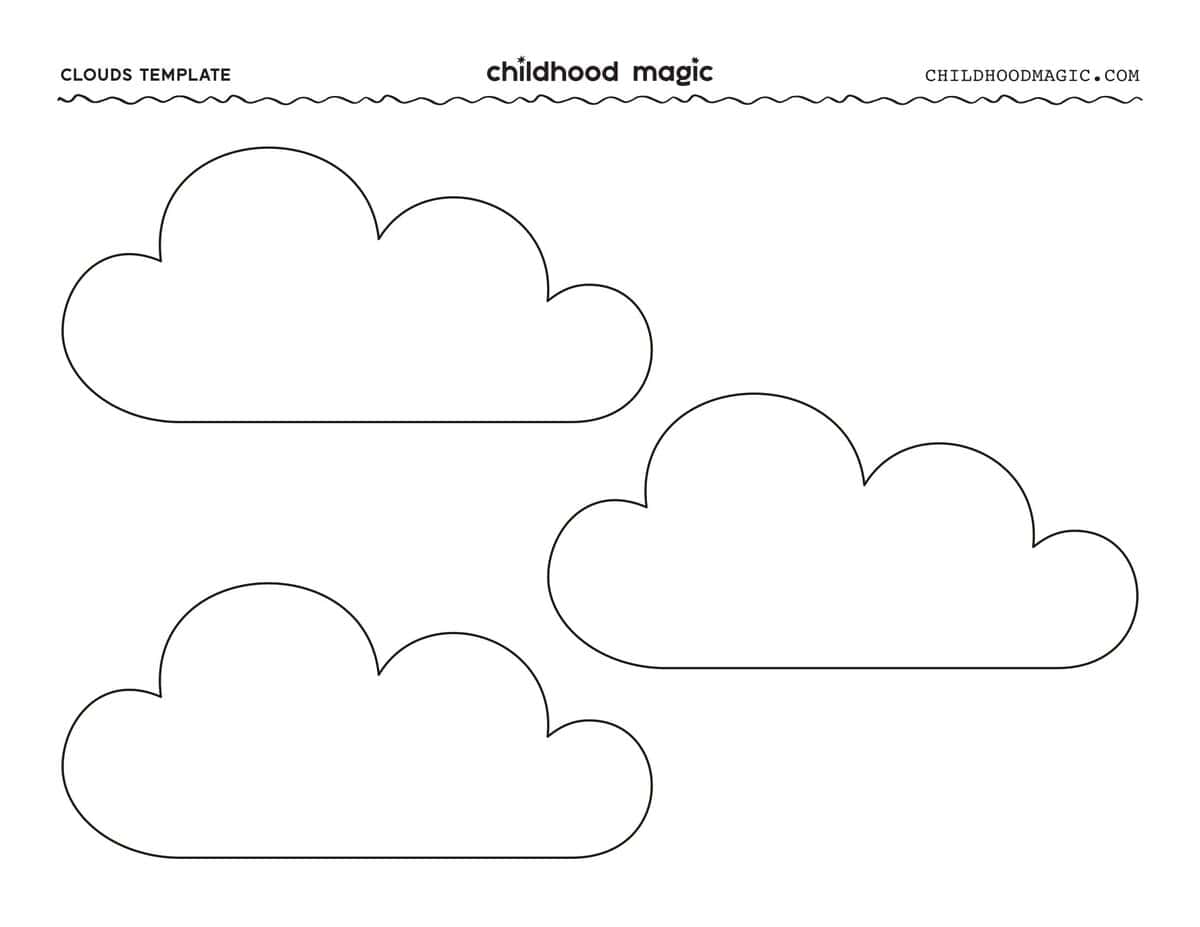 Three small outlines of clouds on a white background.
