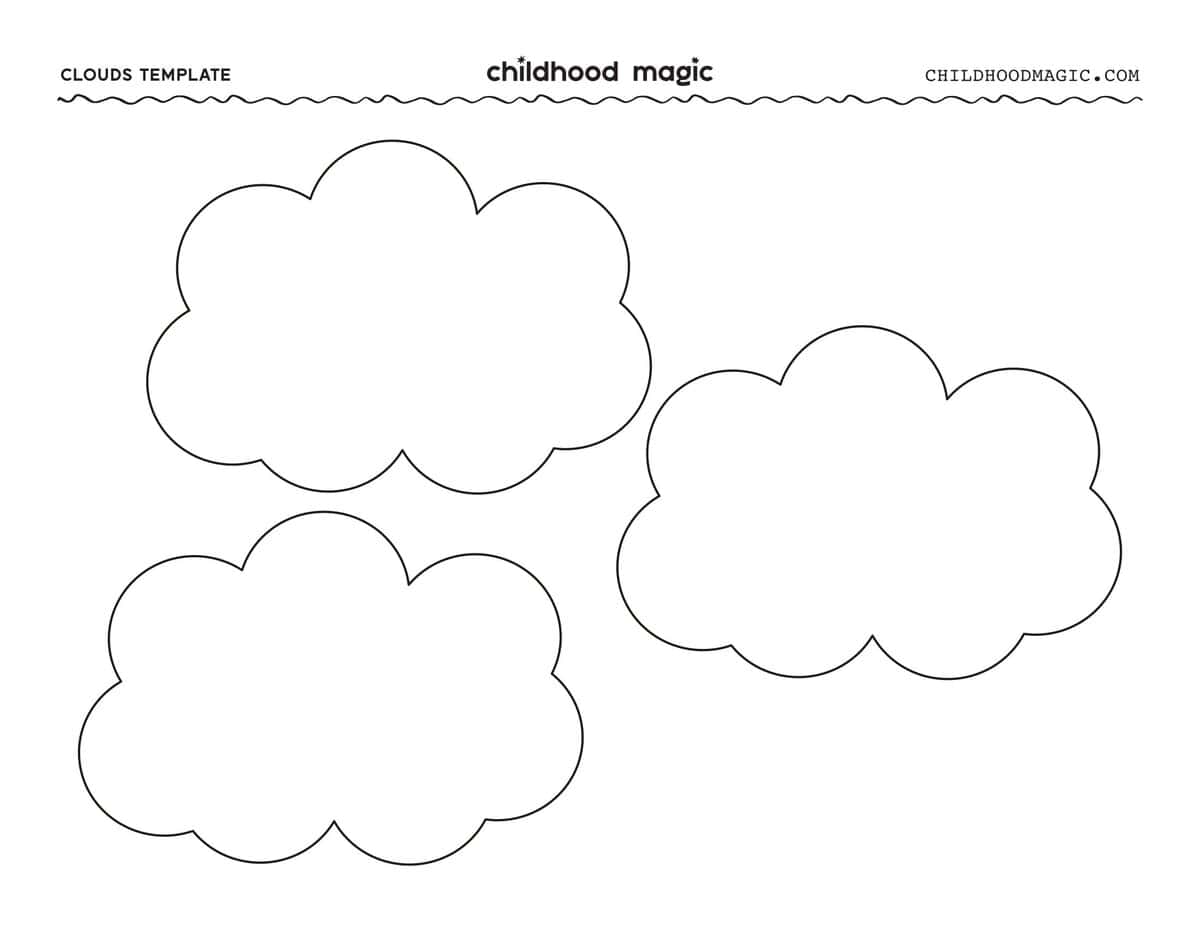 Three small outlines of clouds on a white background.