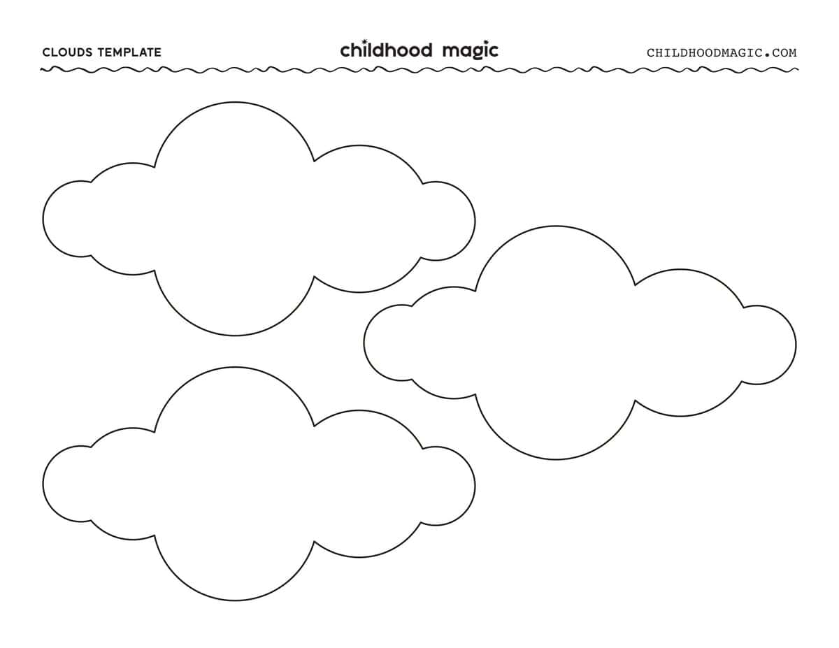 Three black outlines of clouds on a white background.