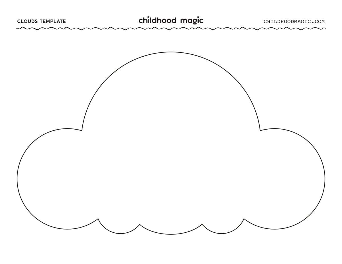 One large black outline of a cloud on a white background.