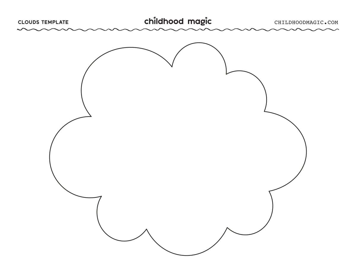 one large black outline of a cloud on a white background.