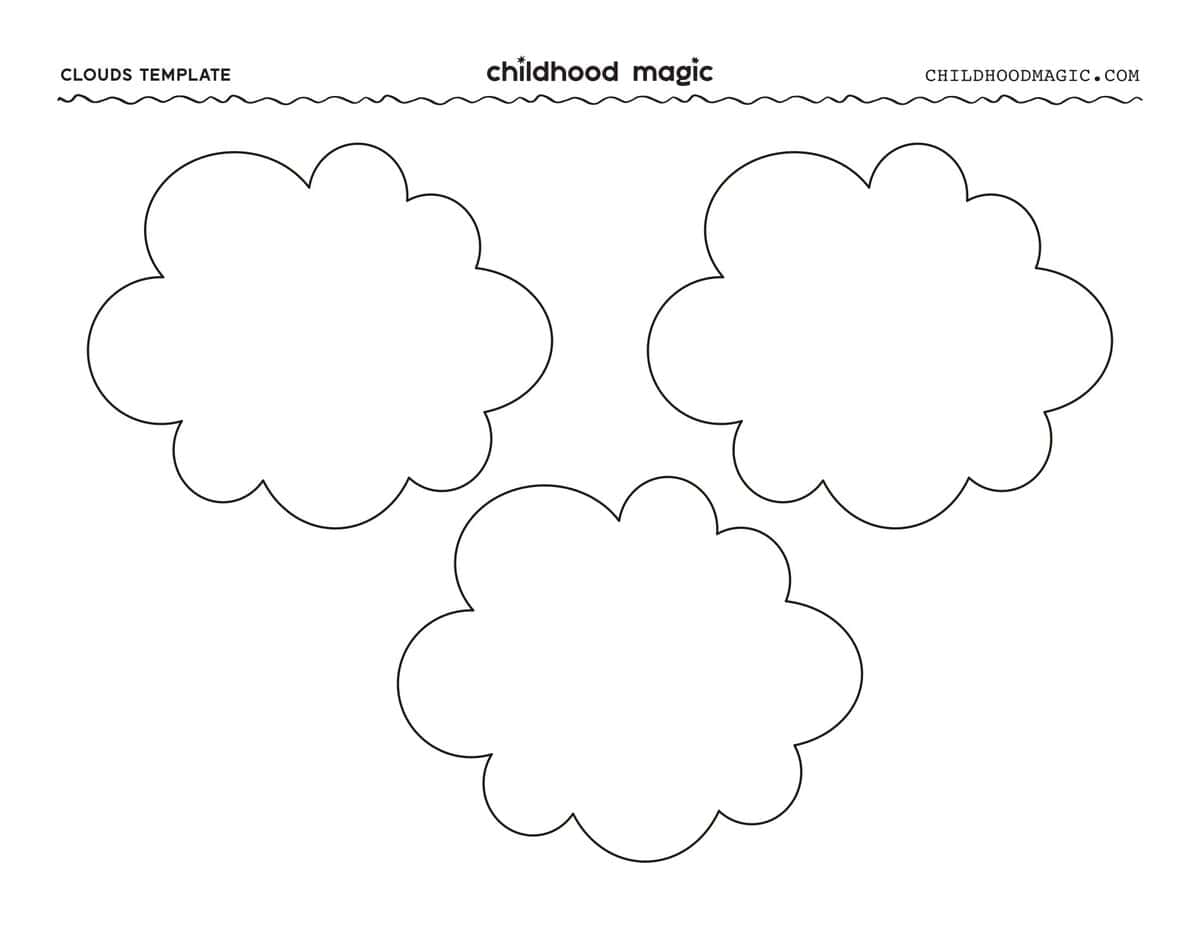 black outlines of three cloud shapes on a white background.