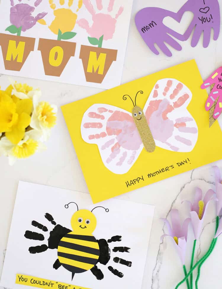 Assortment of Mother's Day handprint crafts