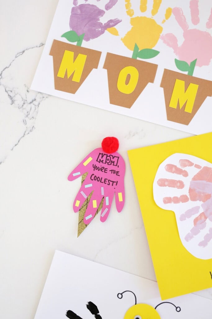 Handprint ice cream Mother's Day craft.