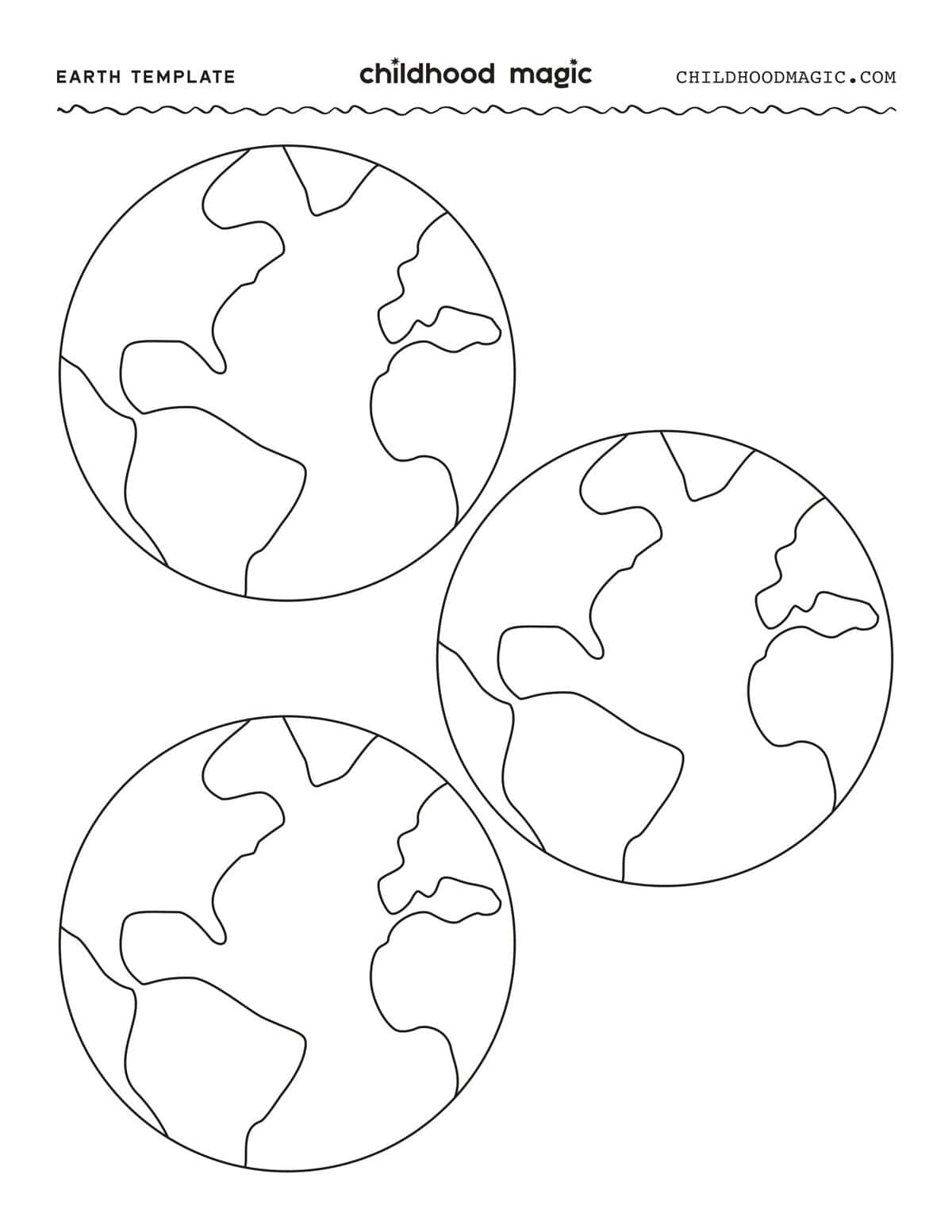 Three planet earth outlines on a white background.