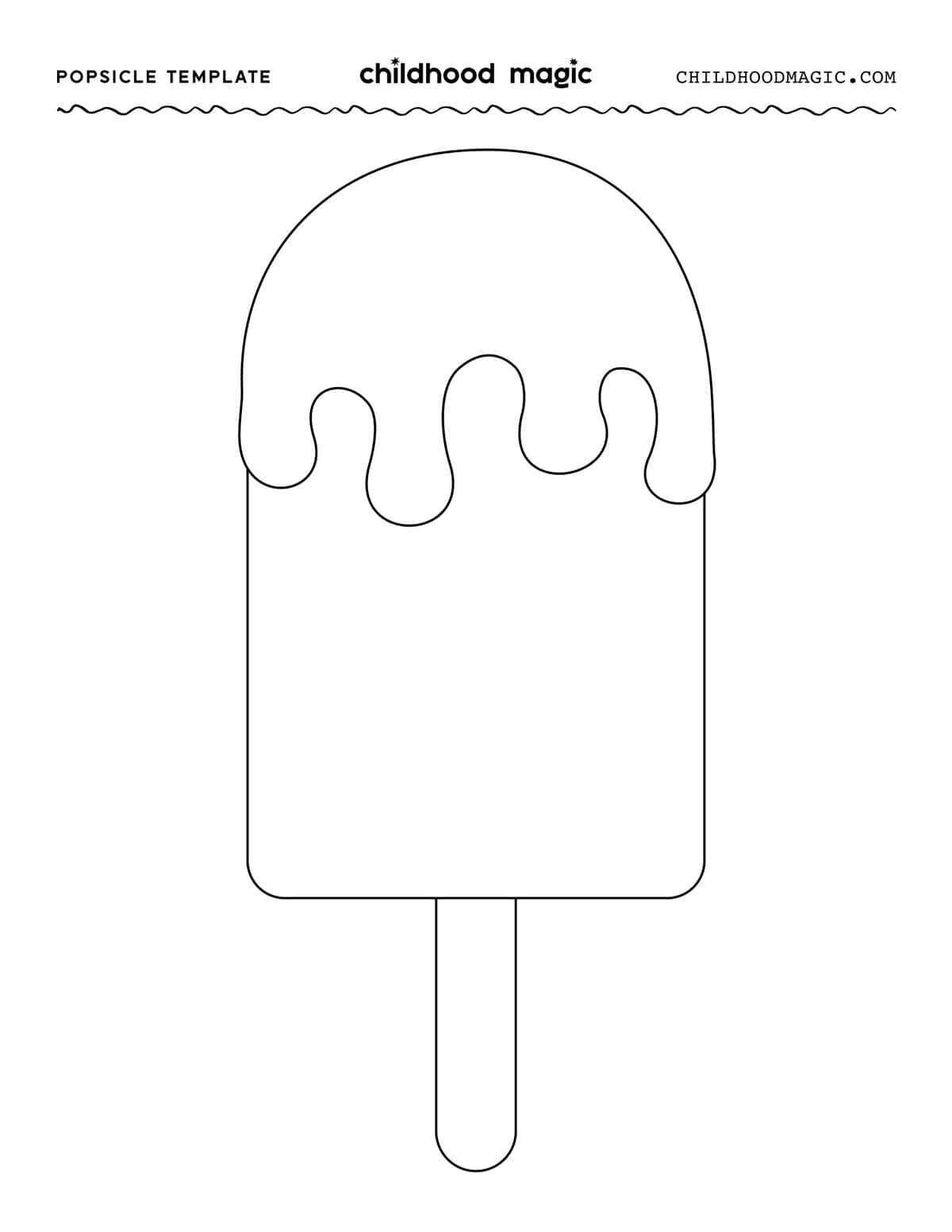 Black outline of a popsicle melting on a white background.