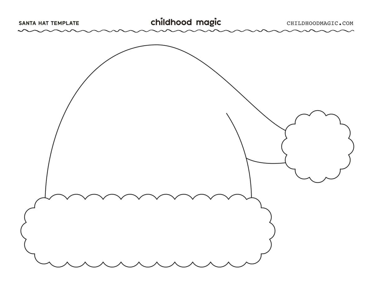 Black outline of a santa hat on a white background.