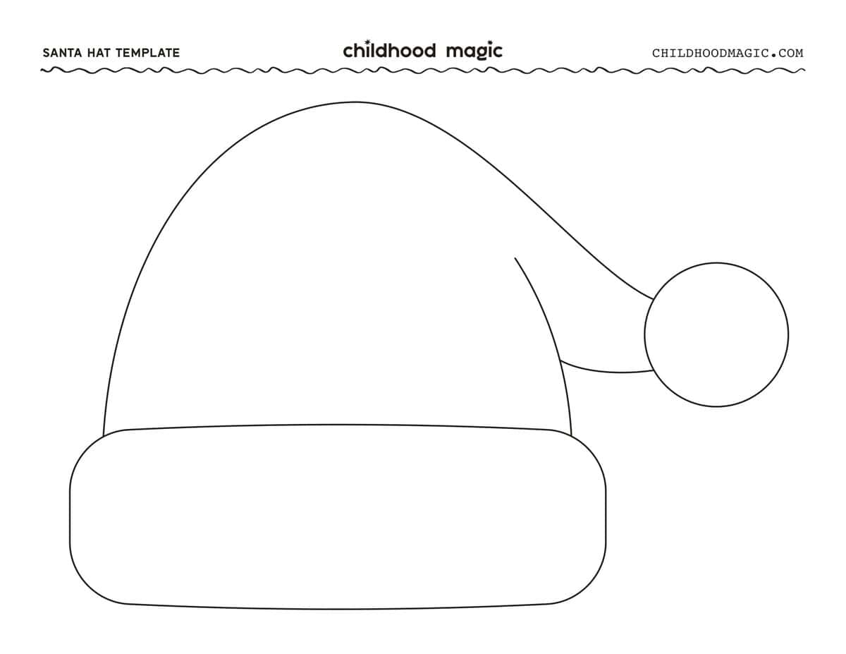Black outline of a santa hat on a white background.