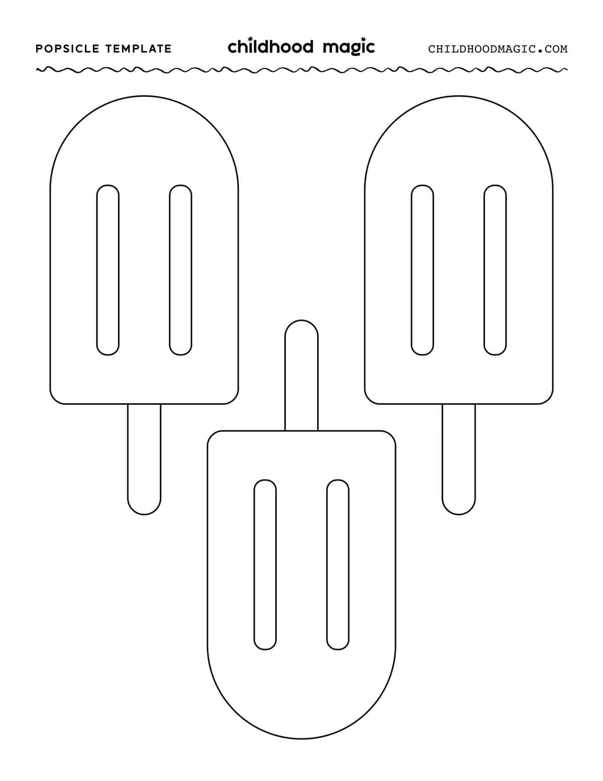 Three popsicle outlines on a white background.