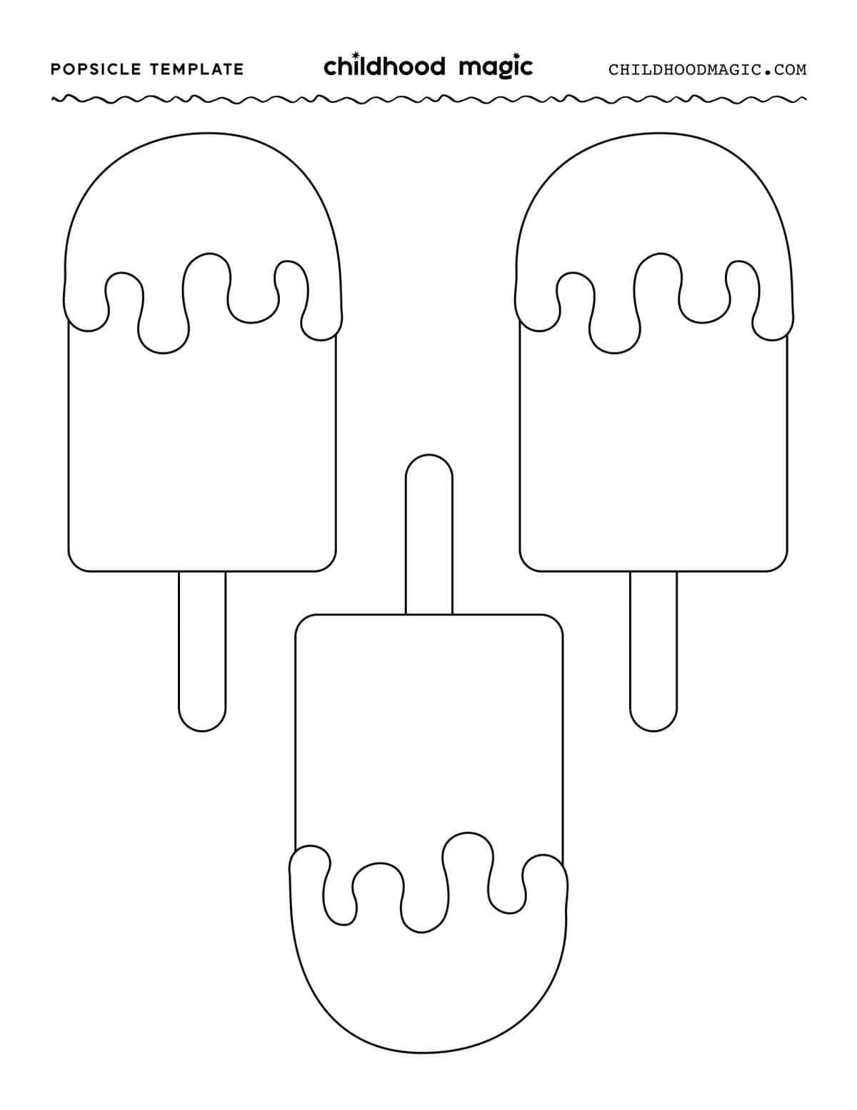 Three outlines of popsicles starting to melt on a white background.