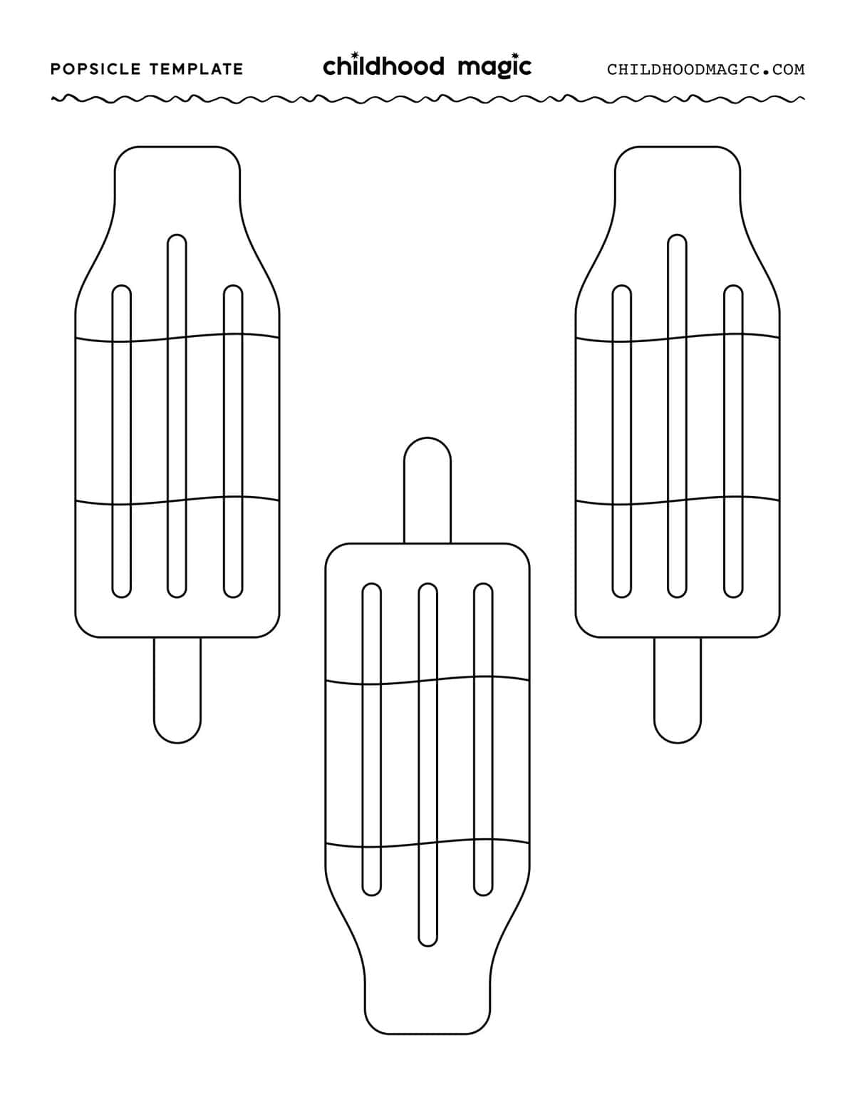 three outlines of small popsicles on a white background.