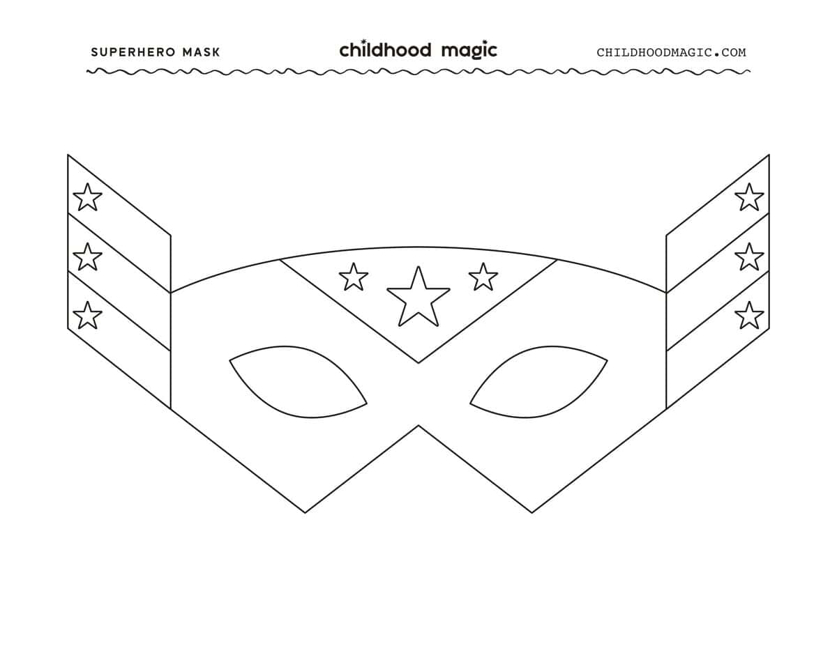 Black outline of a superhero mask on a white background.