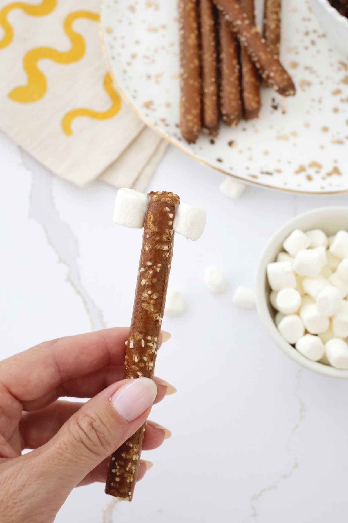Making rice krispies turkey legs for thanksgiving