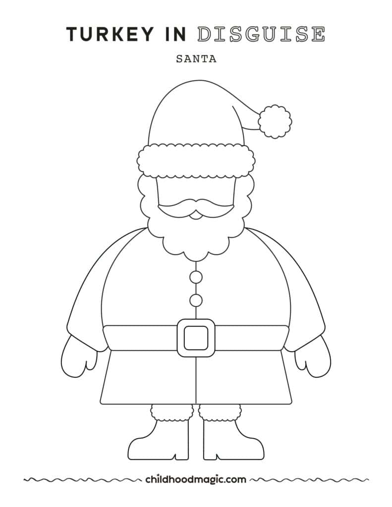 Black outline of a santa outfit on a white background.